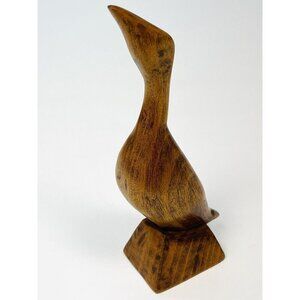 5.5" Hand Carved Wood Wooden Tabletop DUCK FIGURINE Figure Home Decor SIGNED EUC